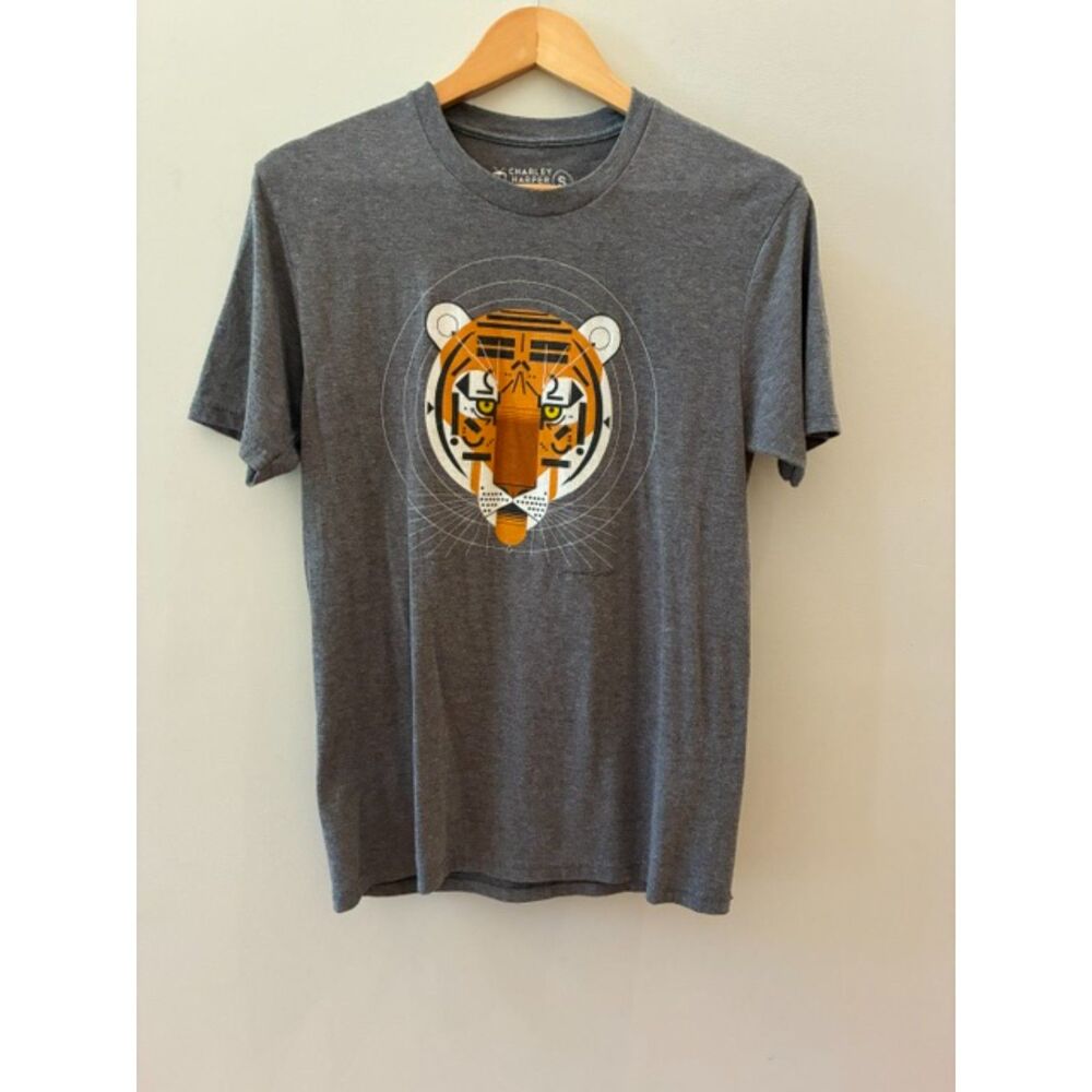 Charley Harper Art Studio Tiger Graphic T-Shirt | Unisex Small | Tri-Blend | EUC
